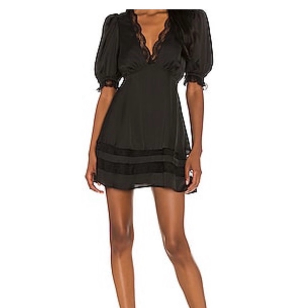 MAJORELLE Black Satin Dress